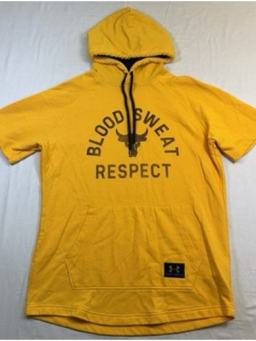 Under Armour Hoodie Sweatshirt Mens XL Yellow Short Sleeve Project Rock